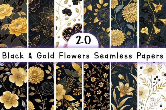 Black Gold Flowers Seamless Papers: A Versatile Creative Resource