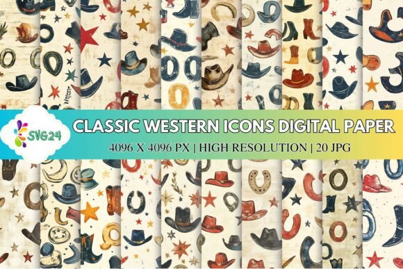 Classic Western Icons Digital Paper
