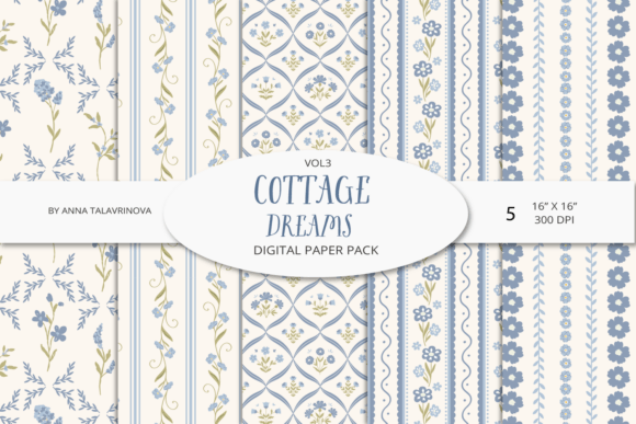 Cottagecore Seamless Digital Paper Set 3: A Unique Blend of Rustic Charm and Digital Versatility