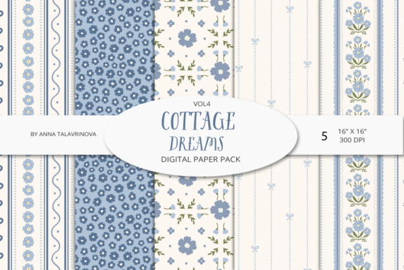 Cottagecore Seamless Digital Paper Set 4: A Collection of Rustic Elegance