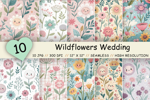 Cute Kawaii Wildflowers Seamless Pattern: A Creative Resource for Digital Designers