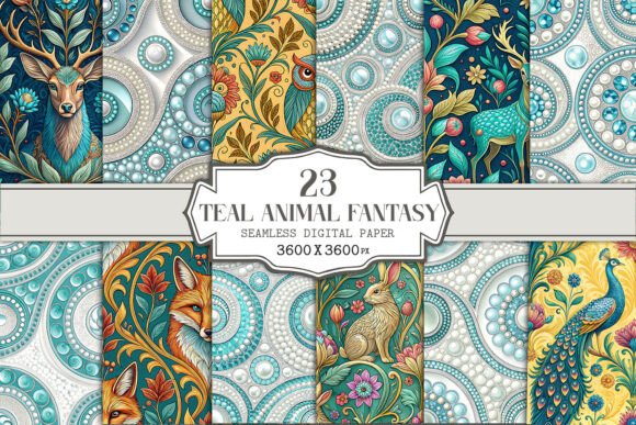 Discover the Magic of Teal Animal Fantasy Seamless Pattern for Creative and Business Success