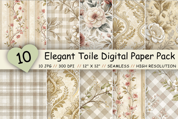 Elegant Toile Digital Paper Pack