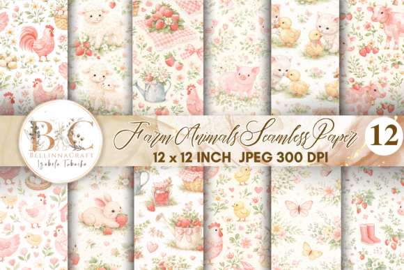 Farm Animals Seamless Digital Paper: A Cute and Versatile Design for Creative Projects