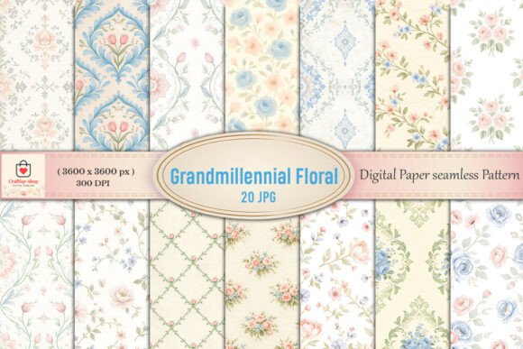 Grandmillennial Pastel Floral Digital Pack
