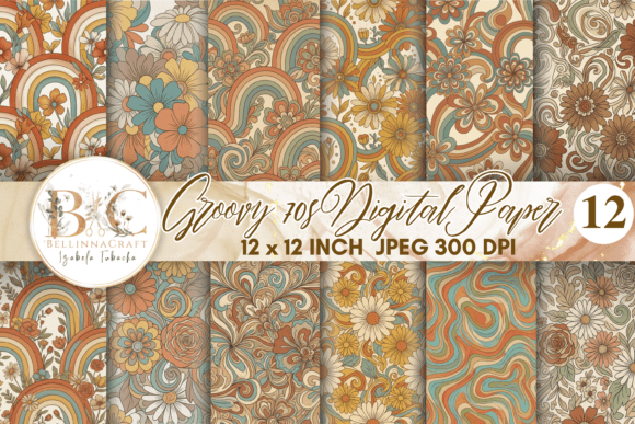 Hippie Groovy 70s Digital Paper Pack: Bring Back the Retro Vibes