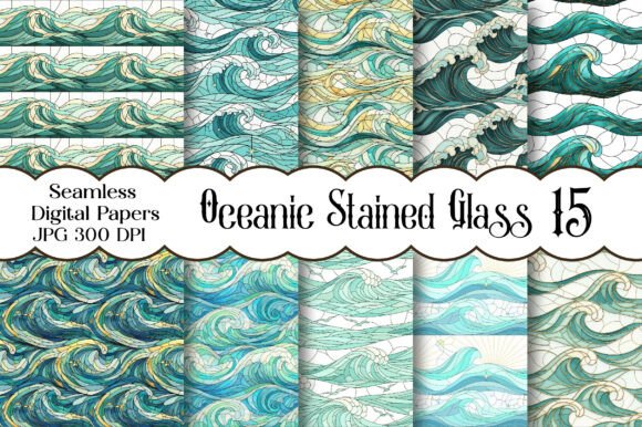 Oceanic Stained Glass Digital Paper