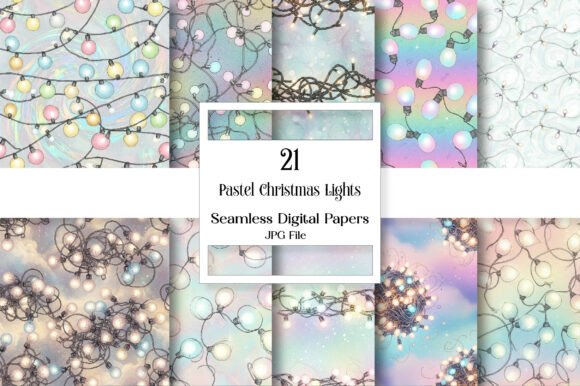 Pastel Christmas Lights Seamless Print for Festive Design Inspiration