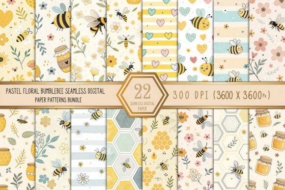Pastel Floral Bumblebee Seamless Digital Paper: A Versatile Design for Creative Projects
