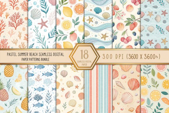 Pastel Summer Beach Digital Paper Bundle: A Versatile Creative Resource