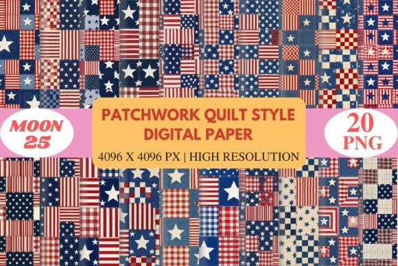 Patchwork Quilt Style Digital Paper for Cozy and Vintage-Inspired Designs