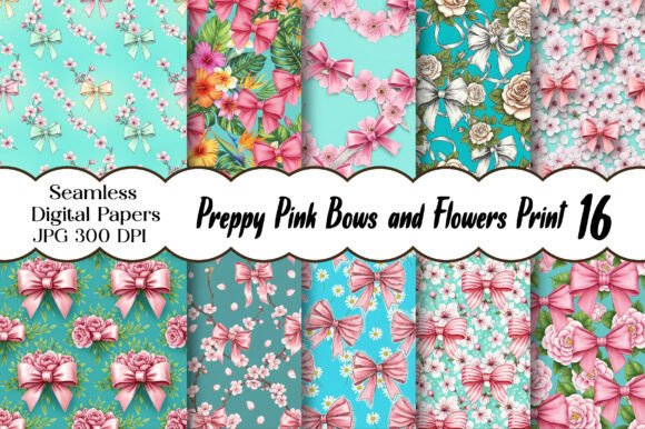 Preppy Pink Bows and Flowers Print: A Celebration of Feminine Elegance