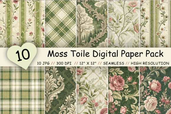 Revolutionizing Creative Projects with Moss Toile Digital Paper Pack, Vintage
