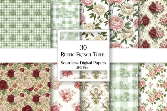 Rustic French Toile Digital Paper Pack