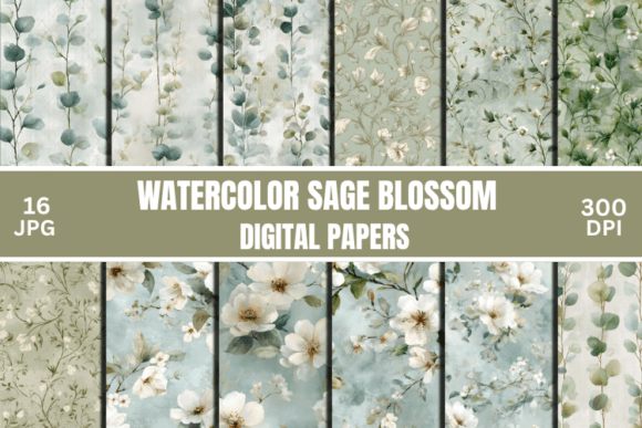 Sage Blossom Watercolor Digital Papers: A Versatile Tool for 2025 Creative Projects