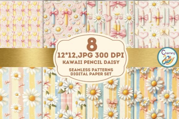 Seamless Paper Kawaii Pencil Daisy: A Versatile Design for Creative Projects