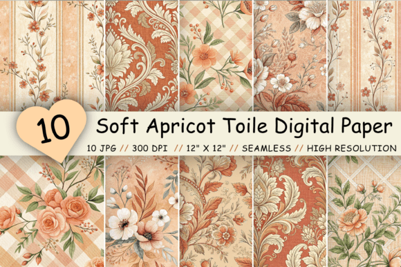 Soft Apricot Toile Digital Paper Pack: A Versatile Tool for Creative Projects