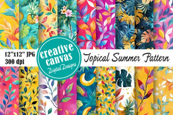 Summer Leaves Fruit Digital Paper