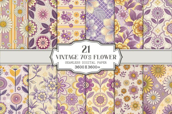 Vintage 70s Flower Seamless Pattern Bund