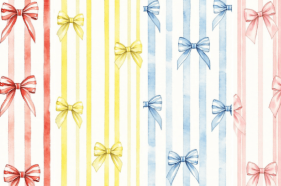 Watercolor Ribbon Bow Seamless Pattern C: A Versatile Design for Modern Creativity