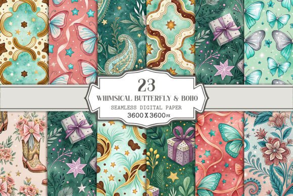 Whimsical Butterfly Boho Seamless