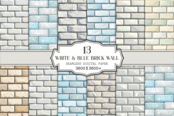 White Blue Brick Wall Seamless Pattern for Creative and Professional Use